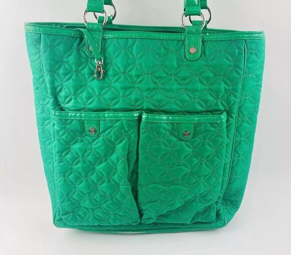 Vera Bradley Handbags - Vera Bradley Shoulder Bag Satchel Large Multi Compartment Green Solid Wedding Ri